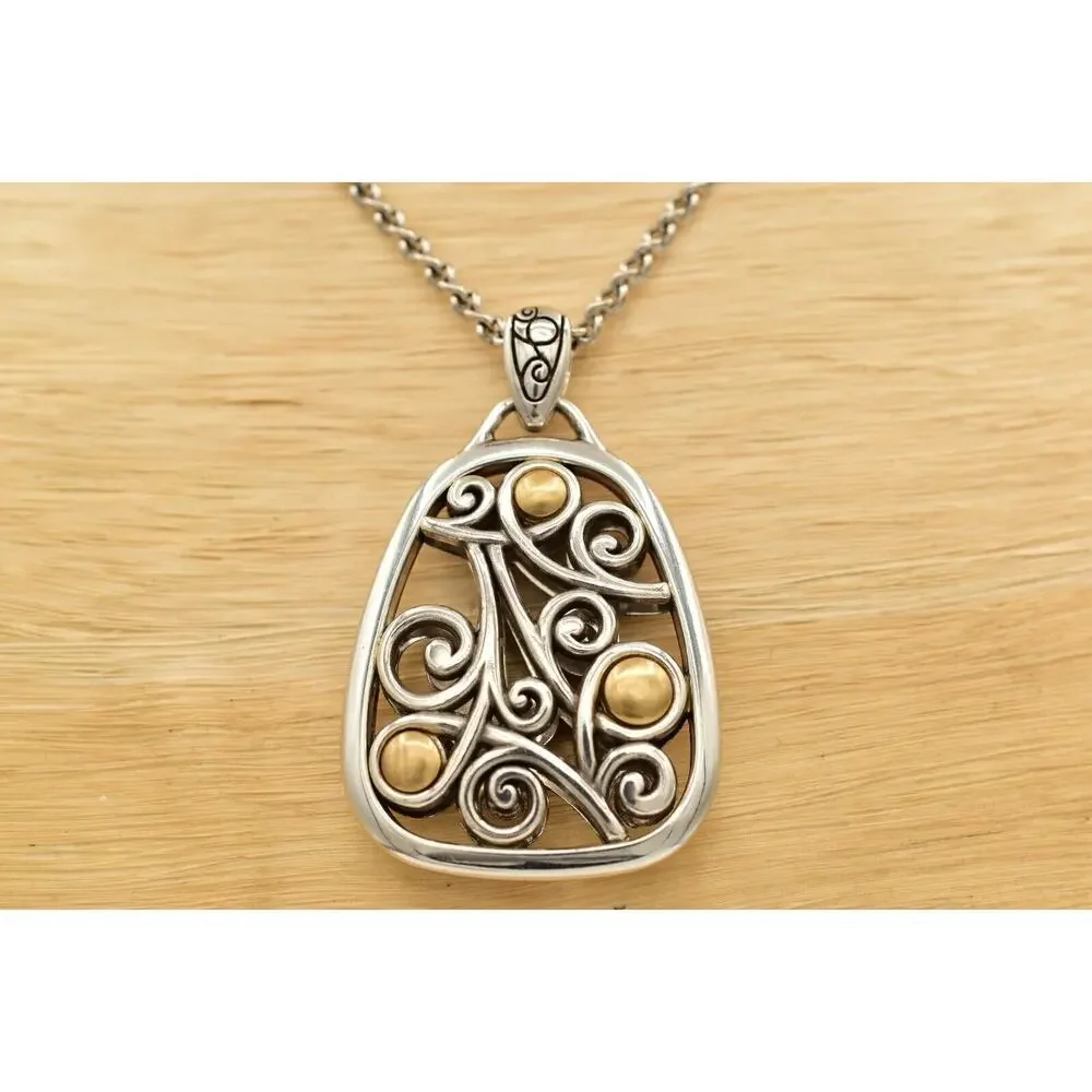 Brighton Adara Reversible Pendant Necklace Gold Silver Plated Chain Signed BinBJ